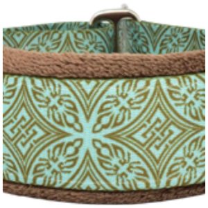 FuzzyWumpets Slip Collars - Med 1.5" Teal & Chocolate Lattice